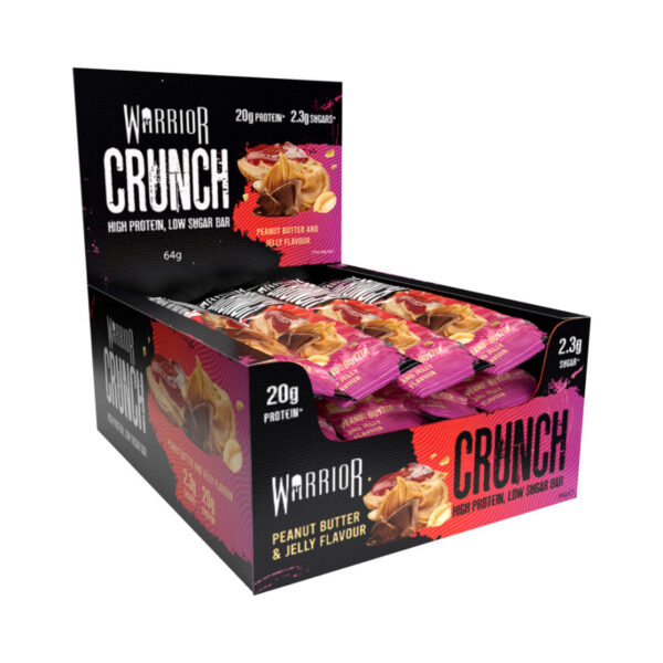 12x Protein Bars - Warrior Crunch - High Protein Low Sugar Bars - Peanut Butter Jelly