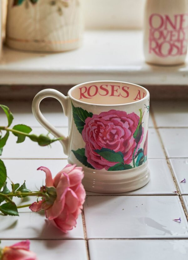 Emma Bridgewater  Seconds Emma's Rose 1/2 Pint Mug - Unique Handmade & Handpainted English Earthenware Tea/Coffee Mug