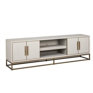 Herringbone Ash Grey Brass Media Unit