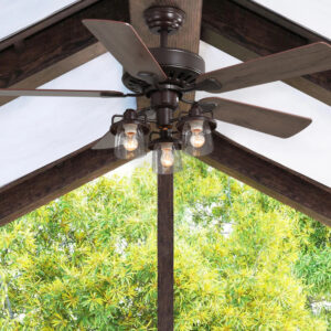 5 wood-textured-Blade Ceiling Fan Light with Remote
