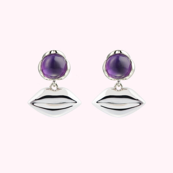 Lulu Guinness | Sterling Silver Amethyst Lucia Lip Drop Earrings Size: - Image 3