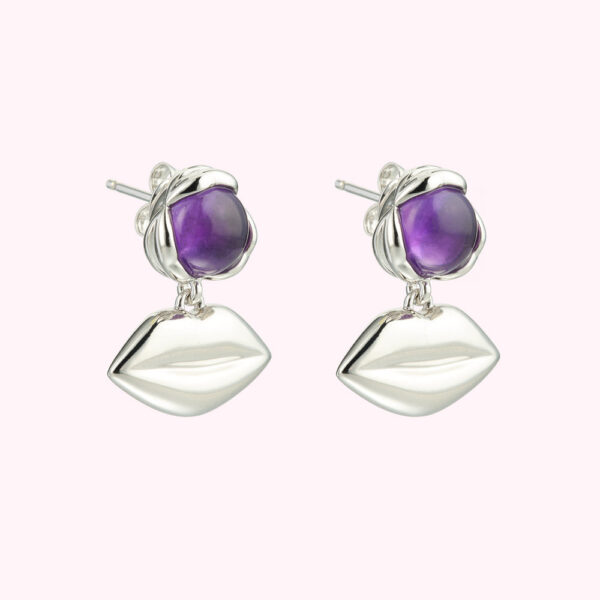 Lulu Guinness | Sterling Silver Amethyst Lucia Lip Drop Earrings Size: - Image 4