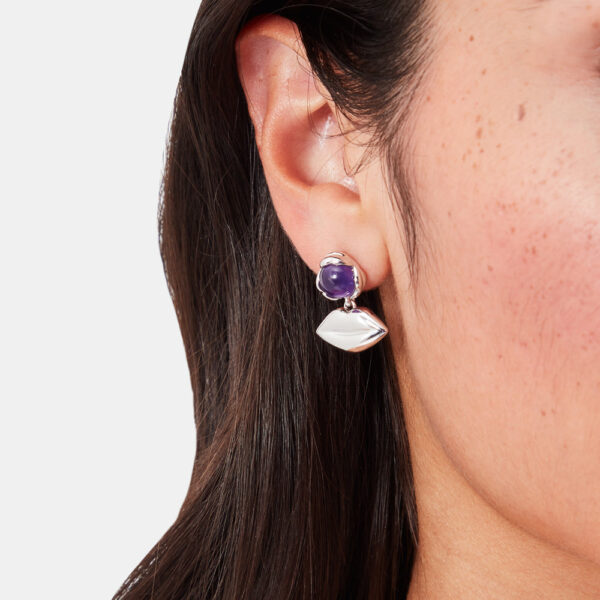 Lulu Guinness | Sterling Silver Amethyst Lucia Lip Drop Earrings Size: