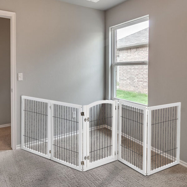 80cm H Freestanding Wooden 5 Panel Pet Playpen, White