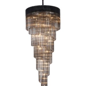 Chelsea Sculpted Glass Black Smoke Stairwell Chandelier