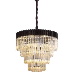 Chelsea Sculpted Glass Nickel Drop Chandelier