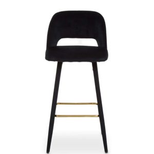 Chic Black Velvet Barstool