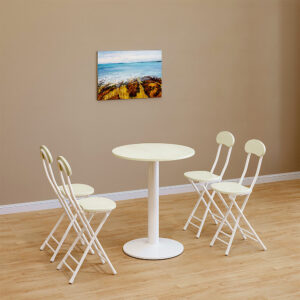 White Round Cafe Table with Metal Base