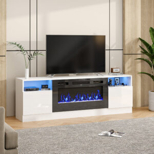 36 Inch TV Stand Electric Fireplace Suite with Flame and Lighting Colours Setting