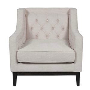 Luxe Ivory Fabric Armchair