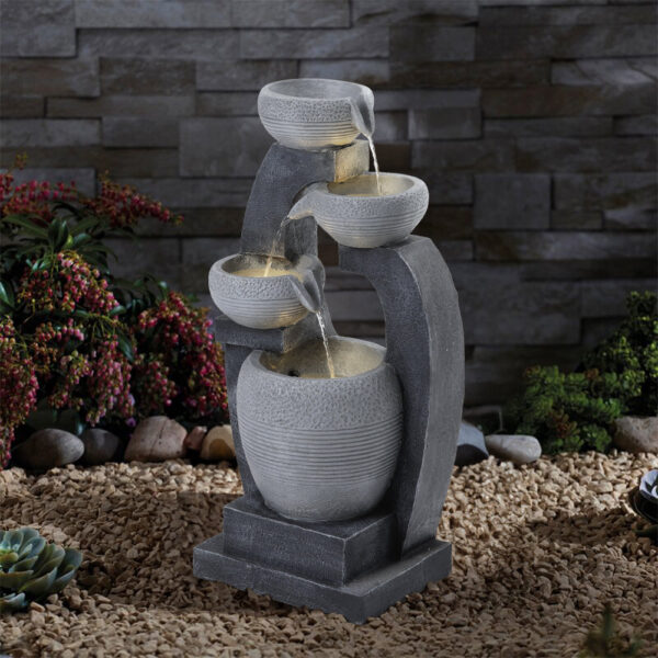 Outdoor Solar-Powered Water Fountain Rockery Decor