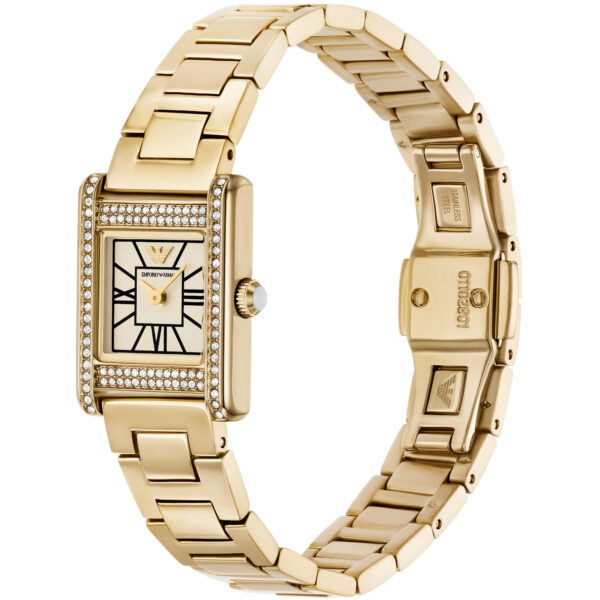 Emporio Armani Gold-Tone Stainless Steel Strap White Dial Ladies Watch AR11663