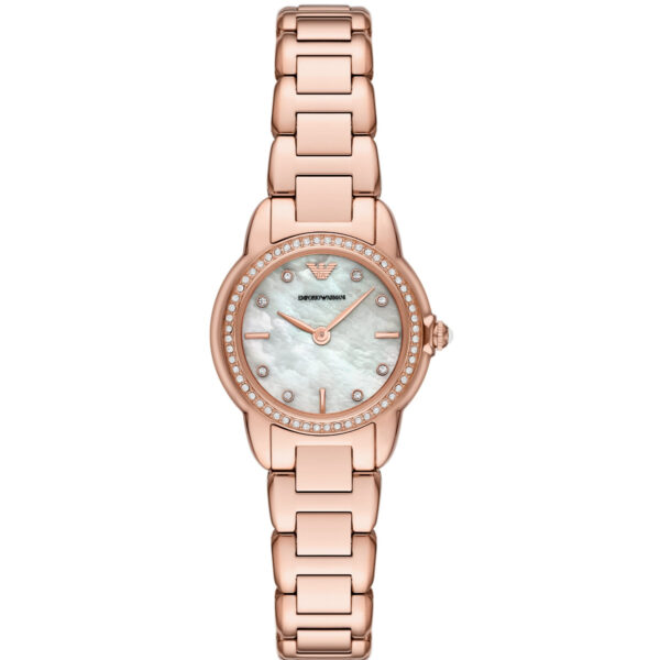 Emporio Armani Mother Of Pearl Dial Rose Gold-Tone Stainless Steel Strap Ladies Watch AR11671