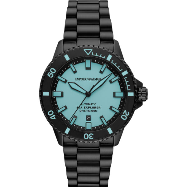 Emporio Armani Sea Explorer Automatic Blue Dial Black Stainless Steel Men's Watch AR60084