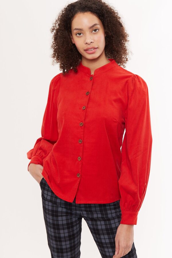 Louche Aviv Baby Cord Long Sleeve Blouse - Red