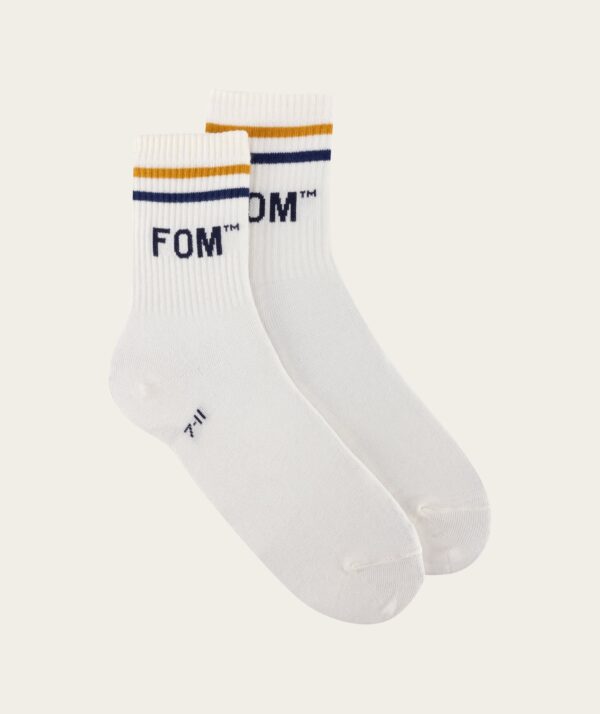 Socks FOM Active - Cream/ Gold & Navy Stripe (Size 7-11)