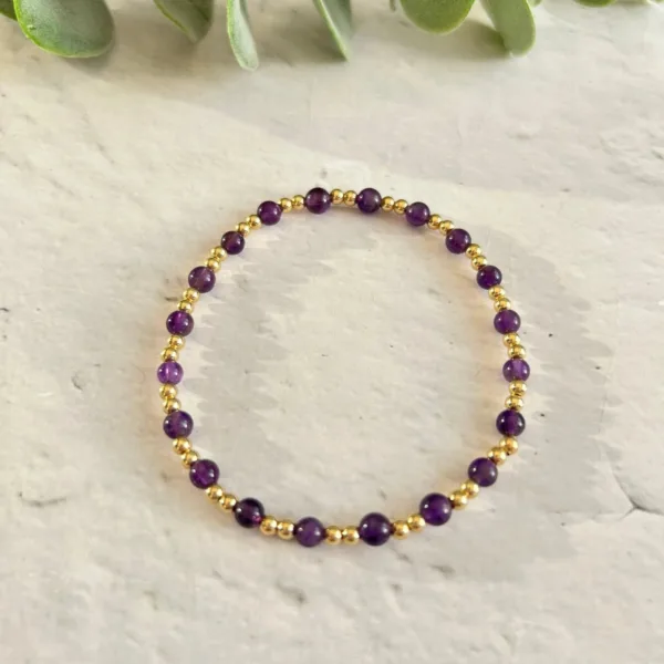 Amethyst Gemstone Bracelet | Metal: Gold Filled | Bracelet Length: 19.5cm