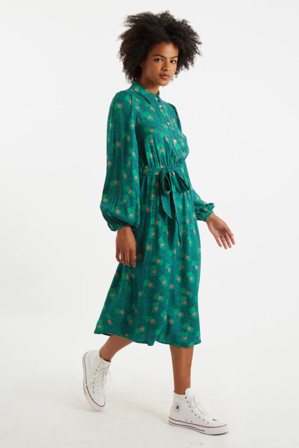 Bron Bauhaus Abstract Print Midi Shirt Dress