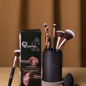 Travel Makeup Brush Set 12 Pcs with Makeup Sponge and Brush Cleaner