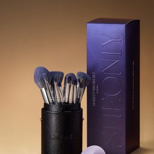 16 Pcs Elegant Blue Professional Makeup Brush Set for Foundation Powder Concealers Eye Shadows Blush