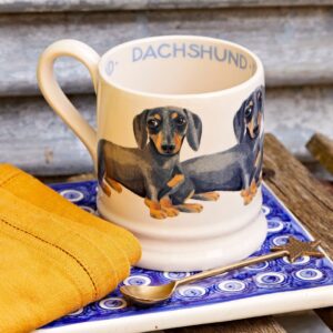 Emma Bridgewater Seconds Dogs Black & Tan Dachshund 1/2 Pint Mug - Unique Handmade & Handpainted English Earthenware Tea/Coffee Mug