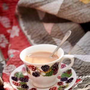 Emma Bridgewater  Blackberry Small Teacup & Saucer - Unique Handmade & Handpainted English Earthenware Vintage Style Teacup & Saucer