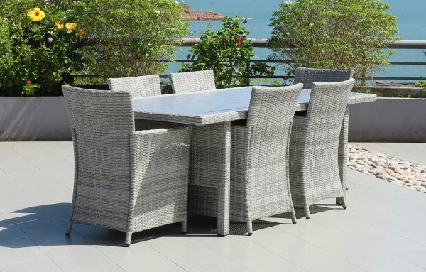 Bridgetown 6 Seater Rectangular Rattan Dining Set 200cm