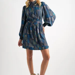 Collyn Geo City Print Long Sleeve Mini Dress