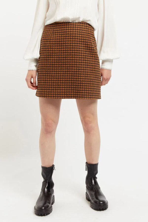 Louche Aubin Cottage Check A Line Mini Skirt Ginger