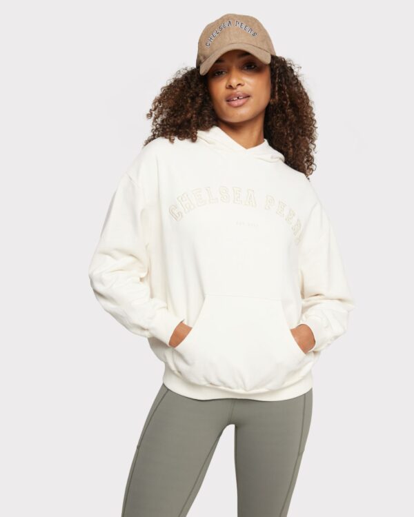 Organic Cotton Embroidered Logo Hoodie - Cream