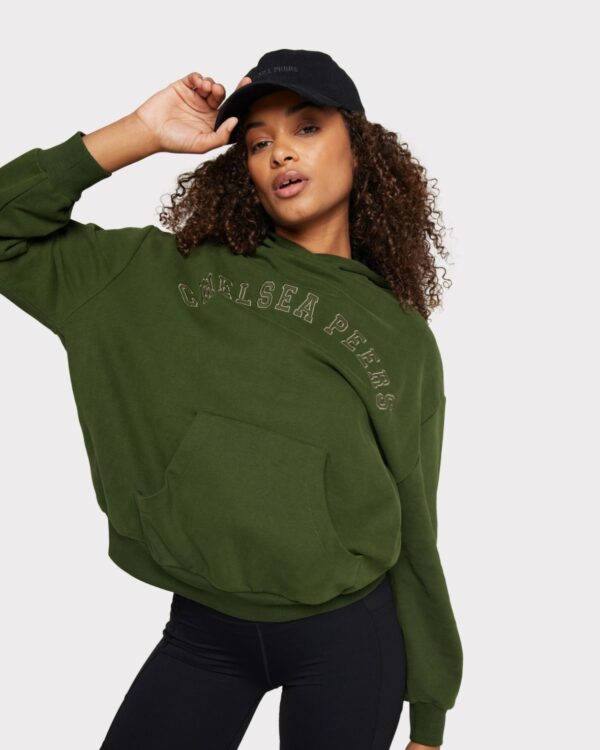 Organic Cotton Embroidered Logo Hoodie - Green