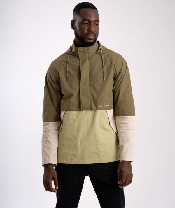 Mens Anorak - Green Colourblock