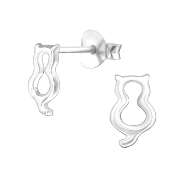 Cat Stud Earrings | Metal: Sterling Silver