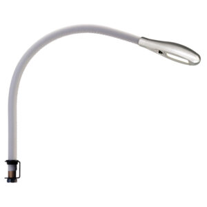 Beadlight Cirrus Over the Bedhead Light, clear anodised with off white leather