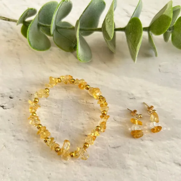 Citrine Bracelet and Earring Set | Metal: Gold Filled | Bracelet Length: Small - 16.5cm | Ring Size: Custom Size