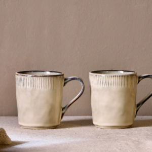 Cream Ceramic Mugs - Set Of 2 - Funky Chunky Furniture