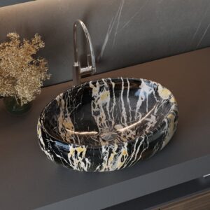 Bathroom Oval Countertop Basin Marble 48 x 34cm