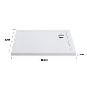Rectangular Acrylic Shower Tray with Drain White