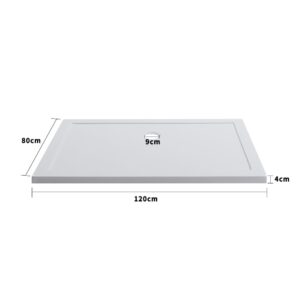 Rectangular Acrylic Shower Tray with Drain White