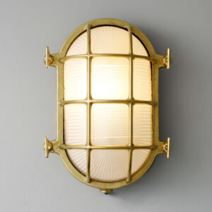Davey Lighting Oval Brass Bulkhead with Internal Fixing Points, Pol Brass