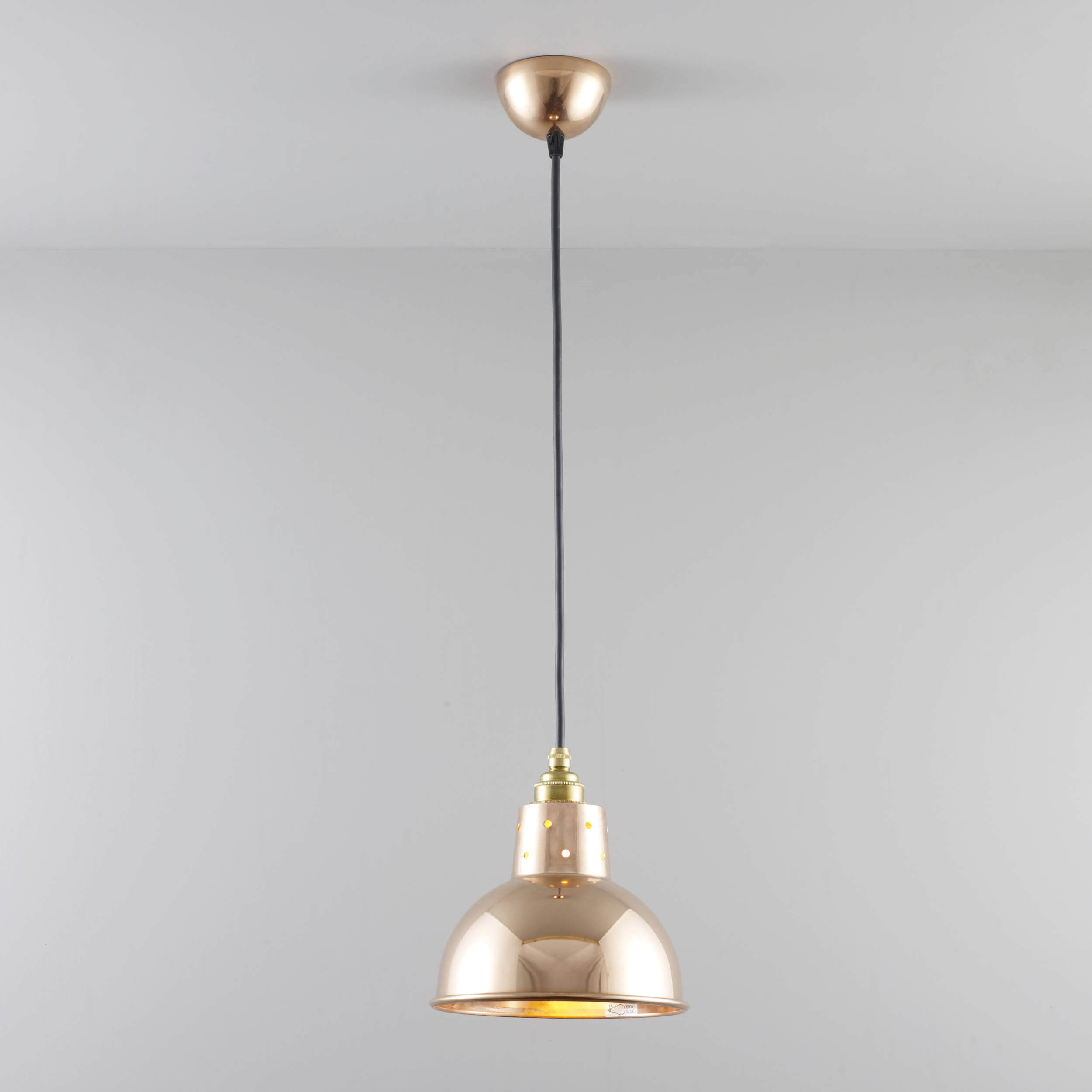 Davey Lighting Spun Reflector with Cord Grip Lamp holder Polished Copper