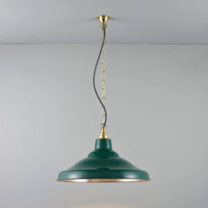 Davey Lighting School Light Painted Green Polished Copper Interior