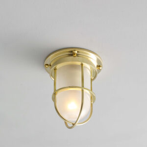 Davey Lighting Mini Ship's Companionway Light & Guard, Pol Brass Frosted