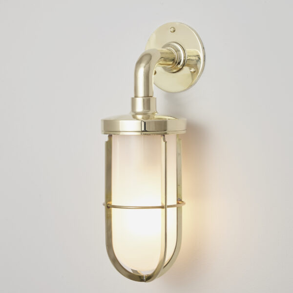 Davey Lighting Weatherproof Ship's Well Glass, Polished Brass Frosted Glass, E27