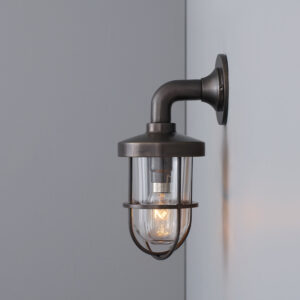 Davey Lighting Mini Weatherproof Ship's Well Glass, Weathered Brass, Clear
