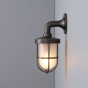 Davey Lighting Mini Weatherproof Ship's Well Glass, Weathered Brass Frosted