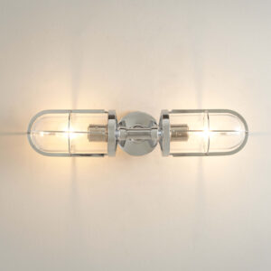 Davey Lighting Weatherproof Ship's Double Well Glass, Chrome Plated, Clear Glass