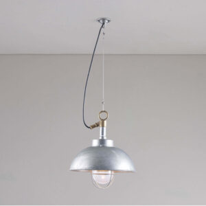 Davey Lighting Shipyard Pendant, Galvanised, Clear Glass