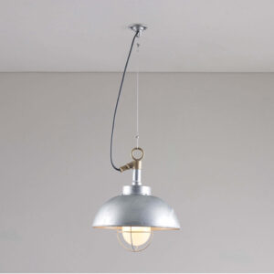 Davey Lighting Shipyard Pendant, Galvanised, Frosted Glass
