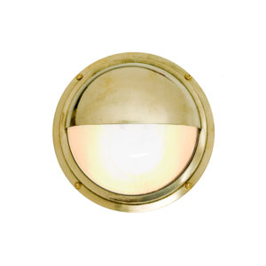 Davey Lighting Brass Bulkhead With Eyelid Shield, Polished Brass